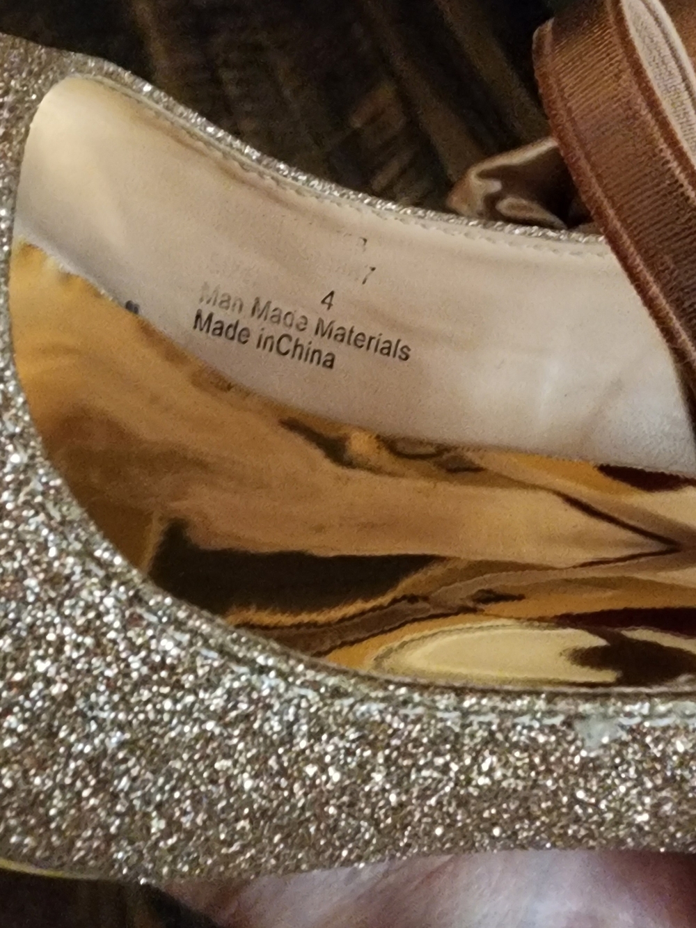 Badgley Mischka Sparkling Rose Gold Mary Jane Block Heels Sz 4 Bow - Picture 5 of 9